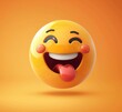 © Art_You - Laughing face emoji with tongue out and winking eye on orange background