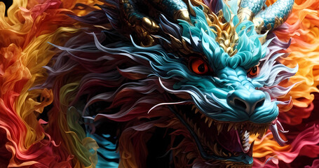 Naklejka na meble Beautiful elegant legendary chinese dragon for book cover