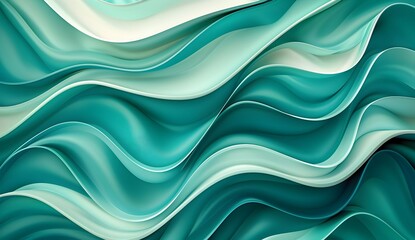 Wall Mural - abstract background with smooth wavy lines in teal and green colors in the style of no artist
