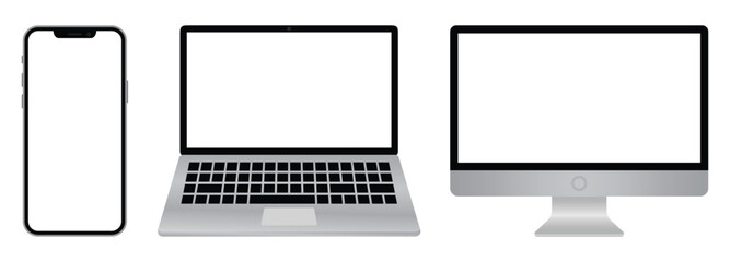 Aufkleber - device mockup with blank screen. smartphone laptop and desktop screen mockup.