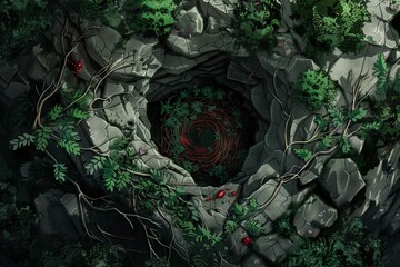 Wall Mural - DnD Battlemap Wyvern Nest Battlemap | A detailed and stylized battle setting with a nest.