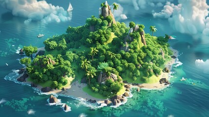3d island realistic UHD wallpaper