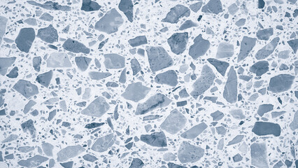 Poster - A blue and white tile floor with many small pieces of tile