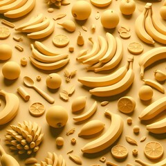 Wall Mural - 3d background with bananas
