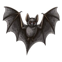 Wall Mural - A bat clipart, animal element, vector illustration, black, isolated on white background