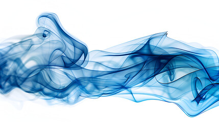 Poster - Blue smoke abstract on white background for design,realistic smoke waves decoration and background,Colored smoke on white background abstract art texture fog. Element for creative design
