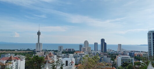 Walk around Pattaya, Thailand. Veiw from the hill to the sea. 2024