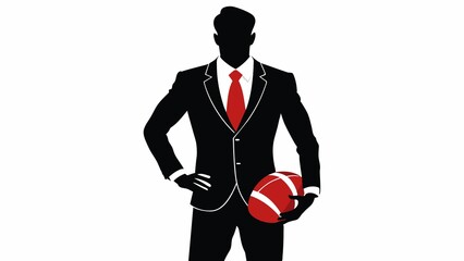 A man in a suit holding a football