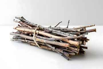 Wall Mural - Bundle of sticks on white surface