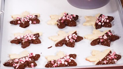 Wall Mural - Making Star-Shaped Cookies with Chocolate and Peppermint Chips