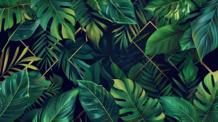 Nature-inspired geometric pattern, leaves and greenery theme