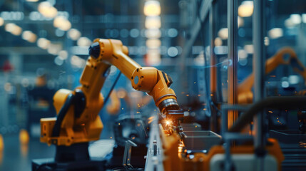 Aufkleber - Advanced AI-Powered Robotic Arm Efficiently Assembling Products in Modern Manufacturing Plant