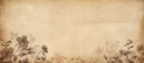 textured old paper background with flower. Creative banner. Copyspace image