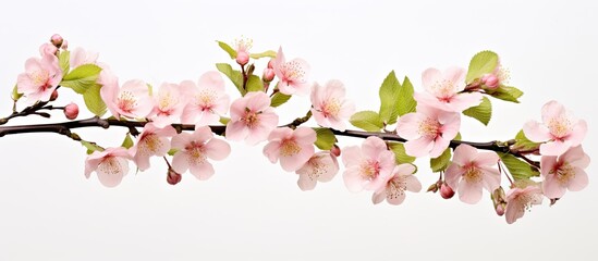 Poster - Branch with pastel pink flowers Natural background Common bramble or rubus fructicosus. Creative banner. Copyspace image