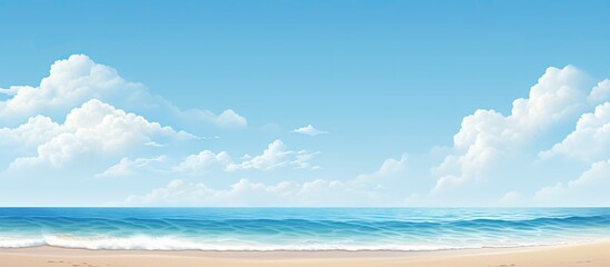 Sand beach with sea waves On the day that the sky is blue. Creative banner. Copyspace image