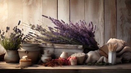 Rustic Charm: Herbs Placed on a Textured Table
