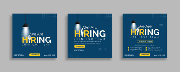 Wall Mural - We are hiring job vacancy social media post or square web banner template vector design	