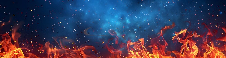 Wall Mural - A fiery background with flames burning in the air, creating an intense and dramatic atmosphere for design use

