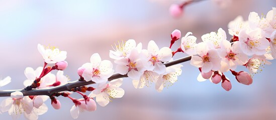 A beautiful flowering tree Branch of a tree with flowers. Creative banner. Copyspace image