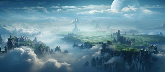 Wall Mural - Picture from high seeing another world. Creative banner. Copyspace image