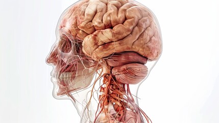 3d human brain anatomy on a white background