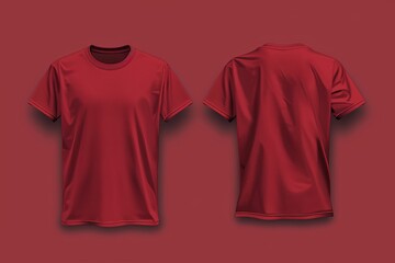 Wall Mural - Dark red t-shirt template showing the front and back views.