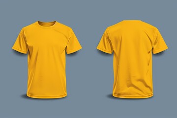 Wall Mural - Yellow t-shirt template showing the front and back views.