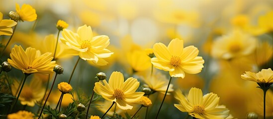 Poster - Beautifully colored flowers yellow very beautiful. Creative banner. Copyspace image