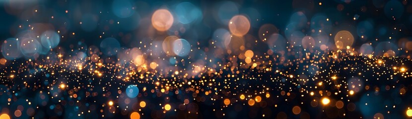 Poster - Abstract background with golden and blue lights, bokeh effect
