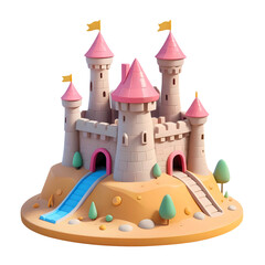 Wall Mural - 3d rendering sand castle isolated on transparent background, PNG file add