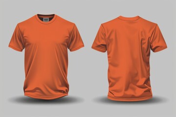 Wall Mural - Orange t-shirt template showing the front and back views.