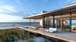 © Aeman - contemporary beach house with large windows and a spacious deck overlooking the ocean