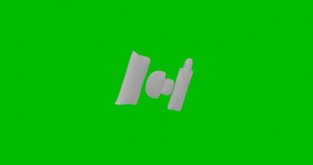 Poster - Animation of rotation of a white camera symbol with shadow. Simple and complex rotation. Seamless looped 4k animation on green chroma key background