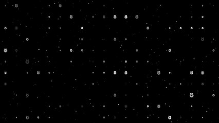 Poster - Template animation of evenly spaced christmas wreath symbols of different sizes and opacity. Animation of transparency and size. Seamless looped 4k animation on black background with stars