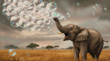 Elephant with air bubbles