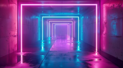 Wall Mural - Neon style geometric background