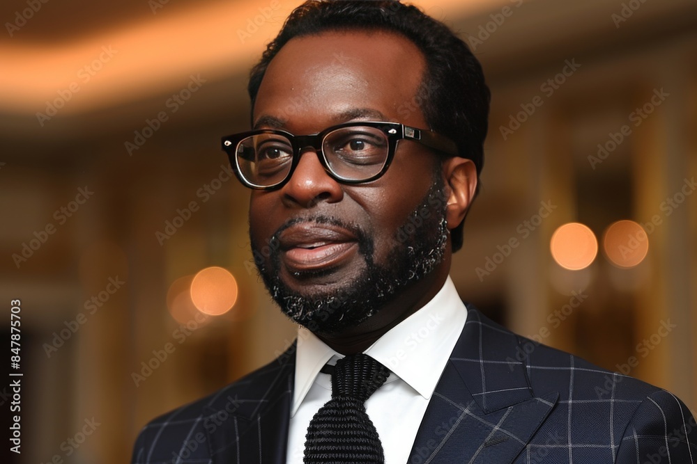 A Close-Up Portrait of a Man Wearing Glasses and a Suit Stock Photo ...