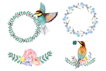 Sticker - Watercolor painting botanical wreath png sticker collection