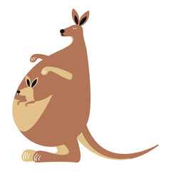 Wall Mural - Kangaroo png animal sticker brown doodle cartoon for kids