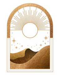 Wall Mural - gold mystical illustration png, transparent background