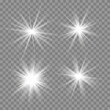 © A_stock - Sparkling stars, twinkling and flashing lights. Collection of various light effects on a black background. Realistic vector graphics