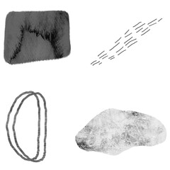 Canvas Print - Scribble strokes and gray stone textures design element collection transparent png