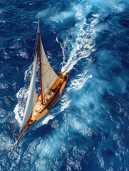 Wall Mural - Sailboat Gliding on Azure Waters