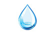 © Sodapeaw - Illustration of a single blue water droplet with reflections and a ripple effect at the base, symbolizing purity and simplicity.