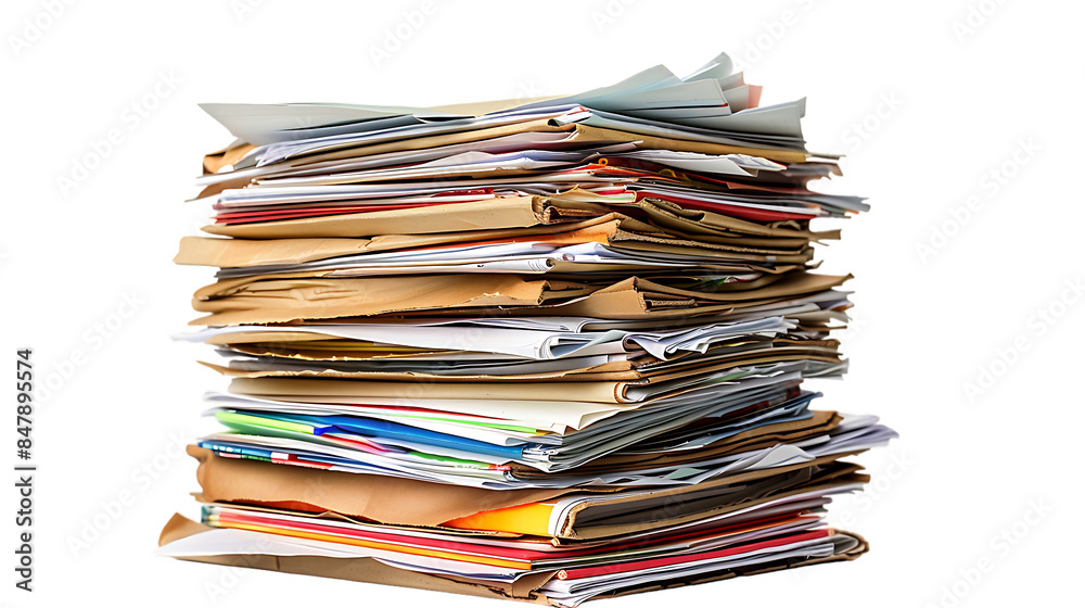 Document Stack Isolated Stack of Documents isolated on transparent background Stock Photo ...