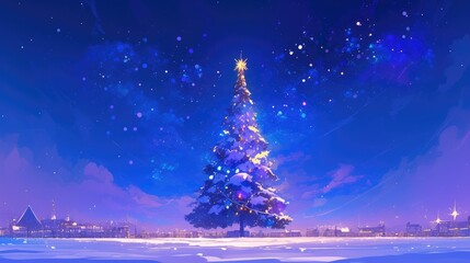 Poster - Illustration of a festive Christmas tree