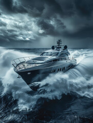 Wall Mural - Luxury Yacht Battling Stormy Seas