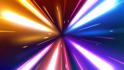 Wall Mural - Abstract Tunnel Speed Light Starburst Background Dynamic Technology Concept, Vector Illustration