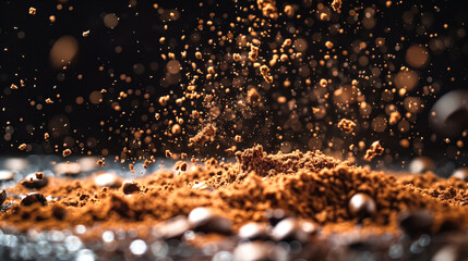Wall Mural - Scattered and isolated ground coffee splashing