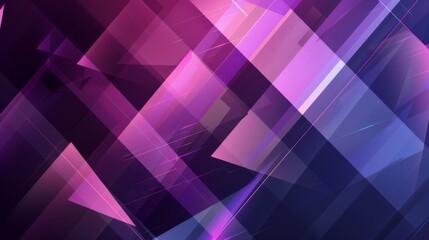 Wall Mural - A geometric abstract background with overlapping triangles in various shades of purple and pink.